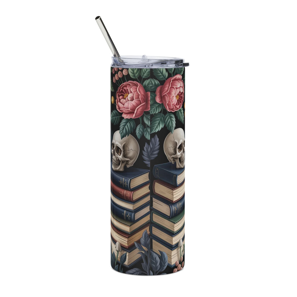 "Easily Distracted by Morally Grey Men" Floral Skull Design — 20oz Stainless Tumbler