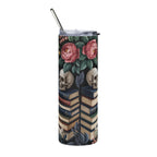 "Easily Distracted by Morally Grey Men" Floral Skull Design — 20oz Stainless Tumbler