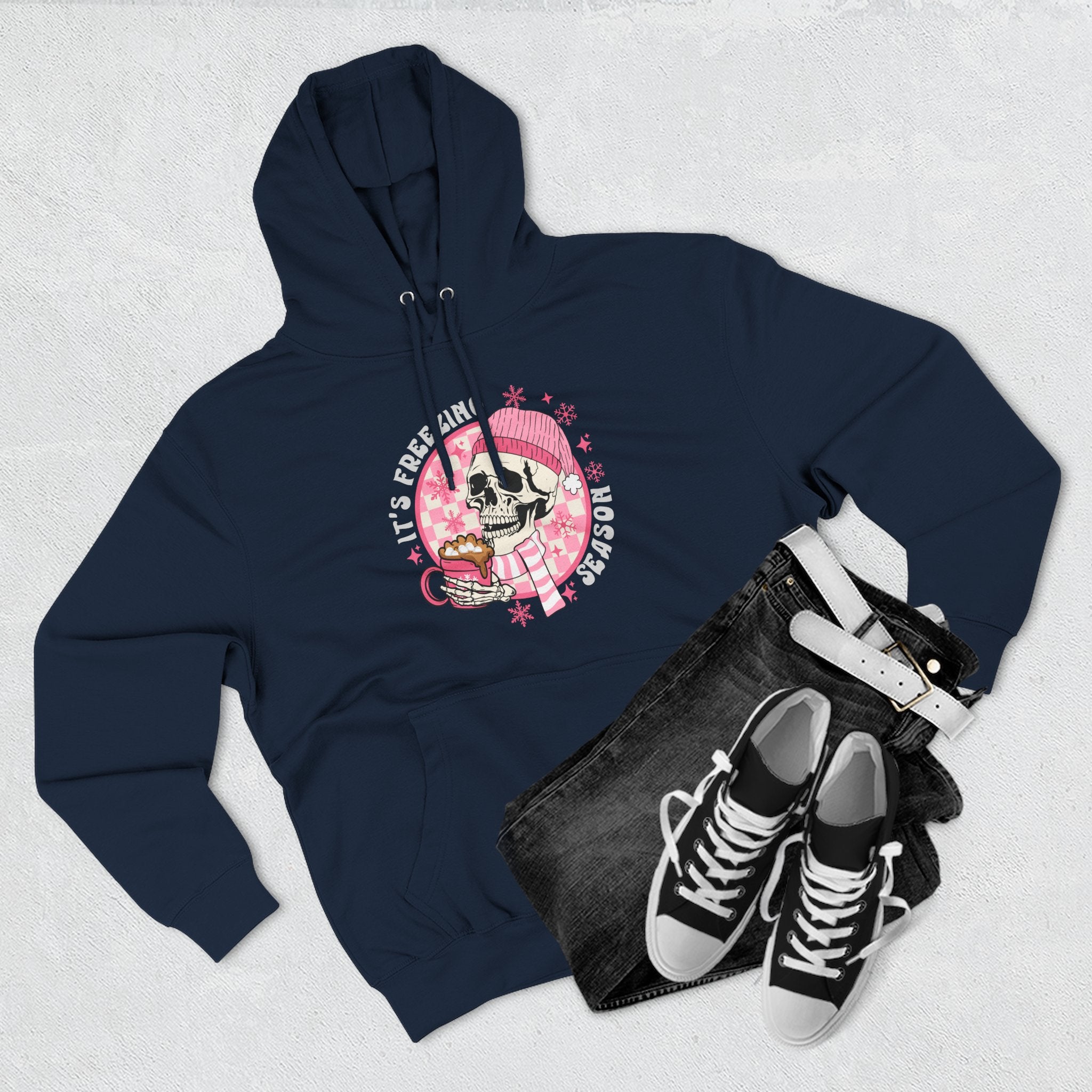 'It's Freezing Season' Hoodie with Skull & Plaid