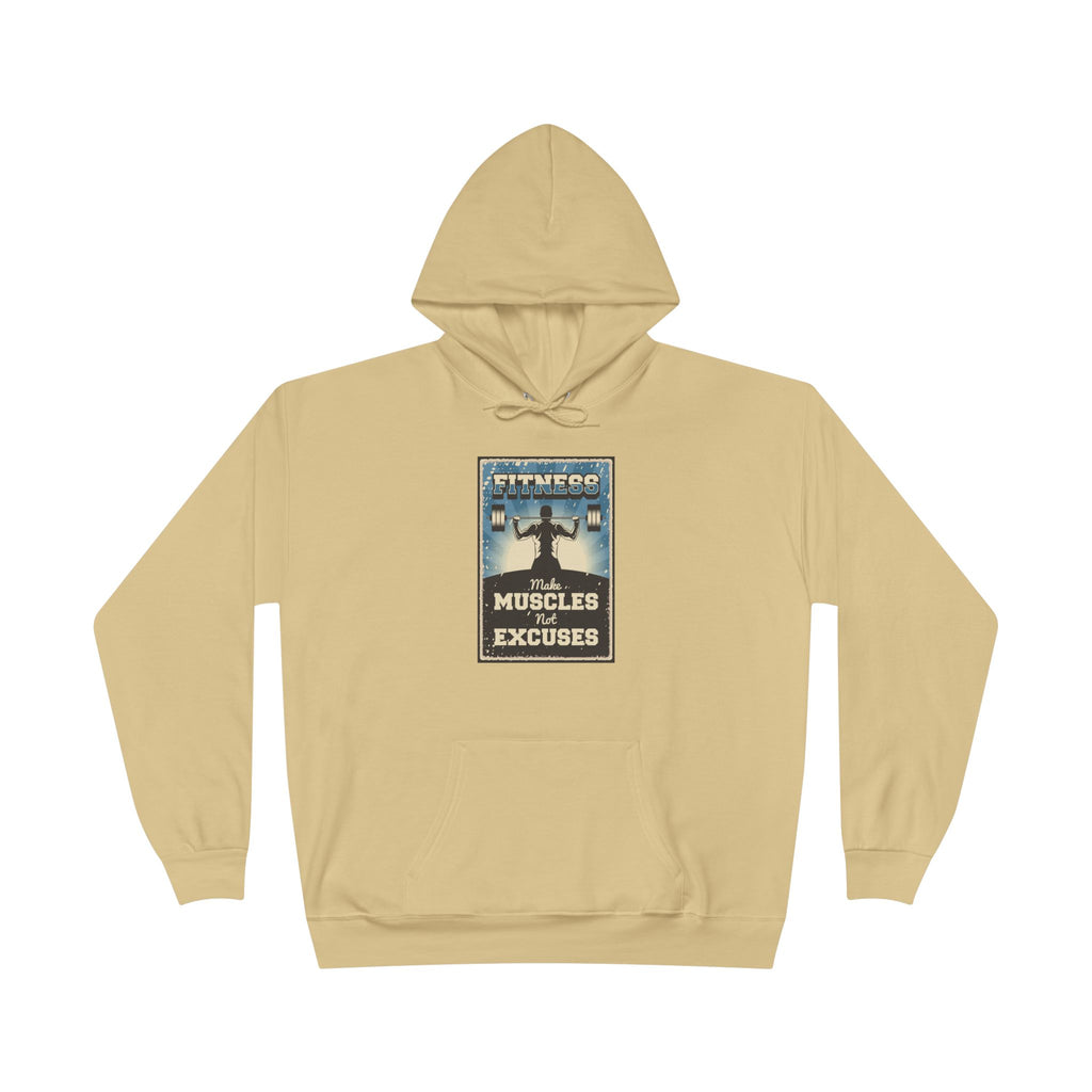 "No Muscles, No Excuses" Vintage Fitness Hoodie
