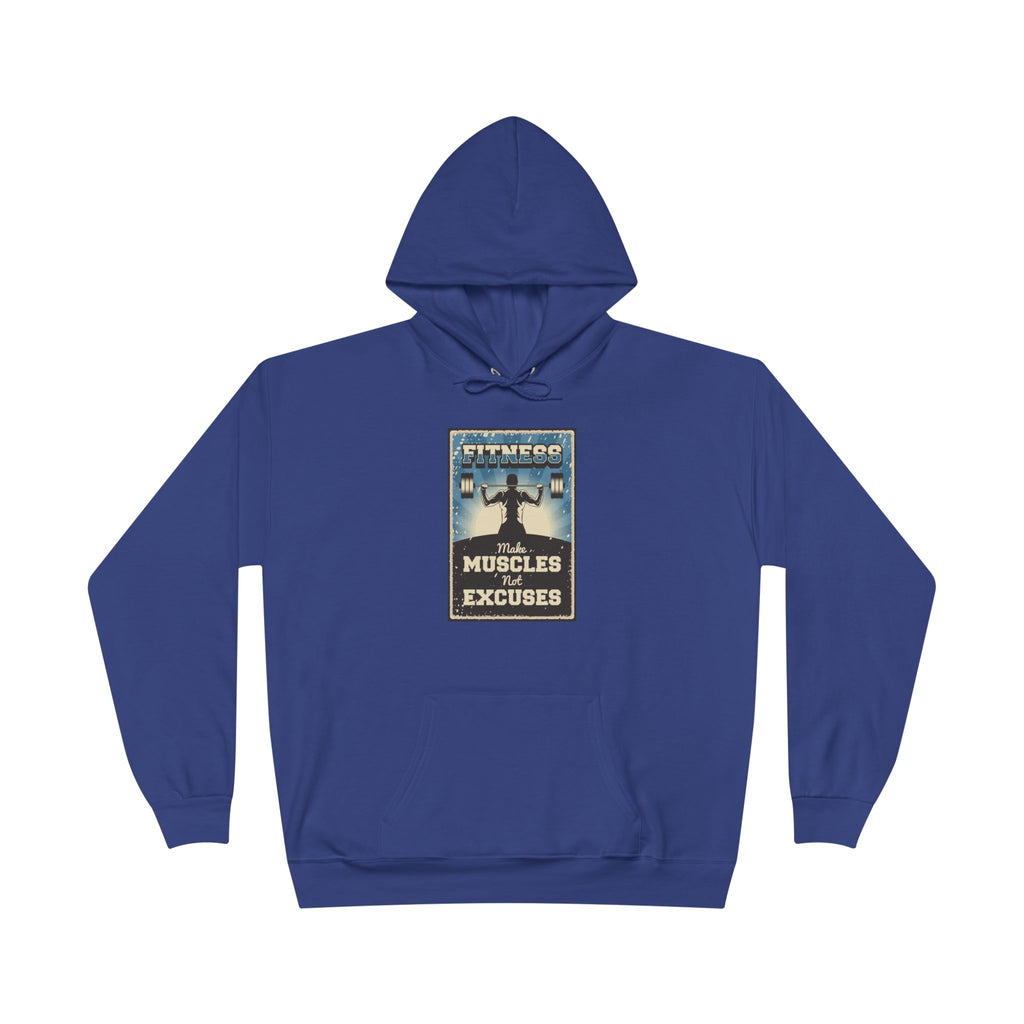 "No Muscles, No Excuses" Vintage Fitness Hoodie