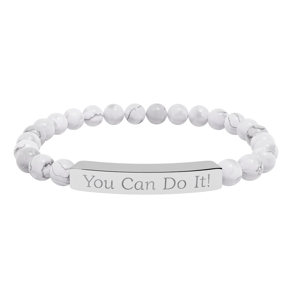 Natural Stone Stretch Bar Bracelet (Personalized & Engraved)