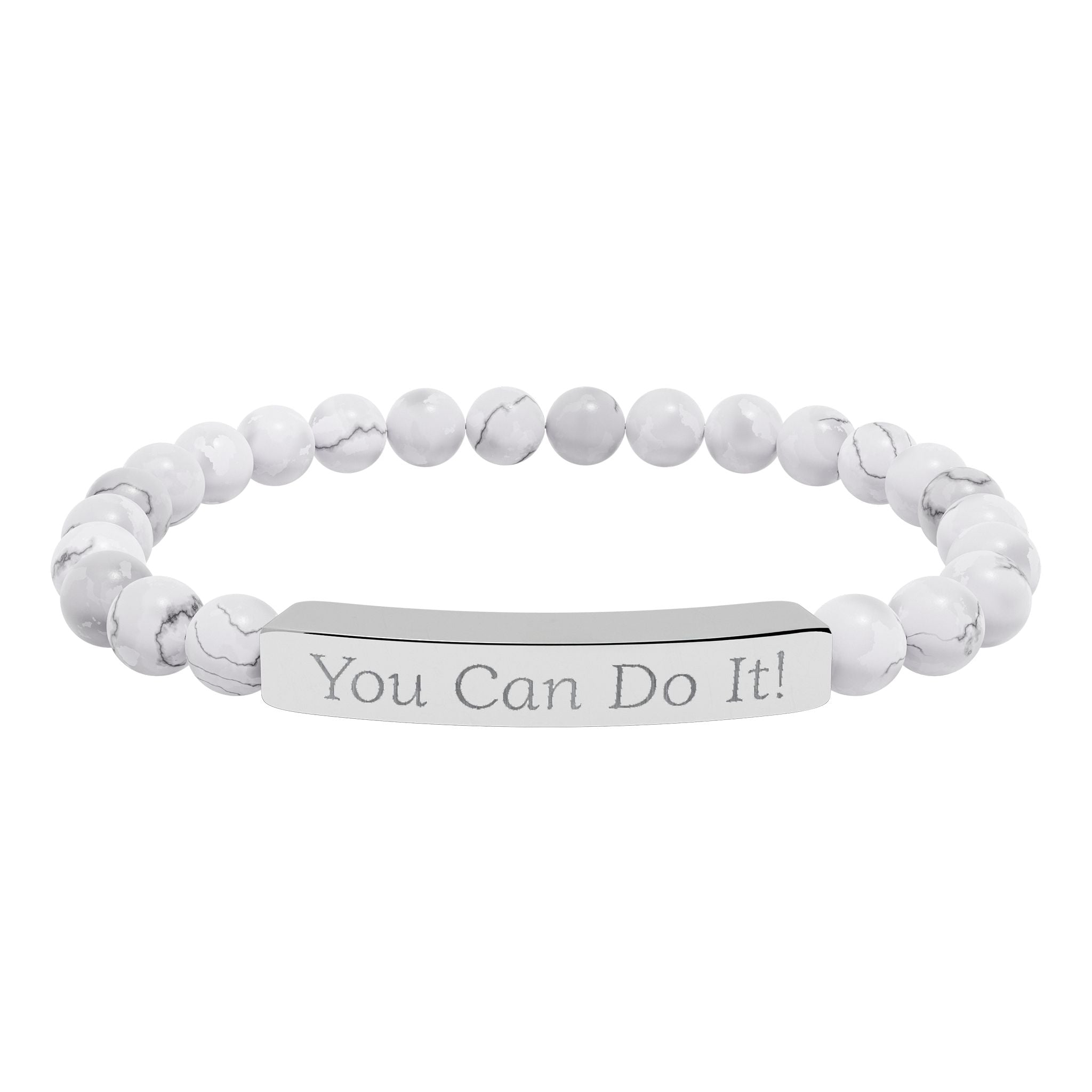 Natural Stone Stretch Bar Bracelet (Personalized & Engraved)