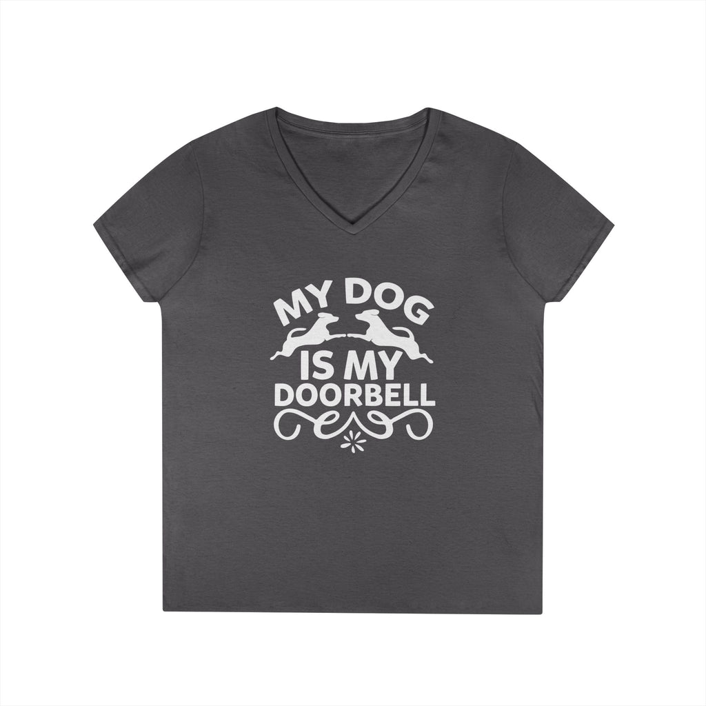"My Dog Is My Doorbell" Women's V-Neck Tee