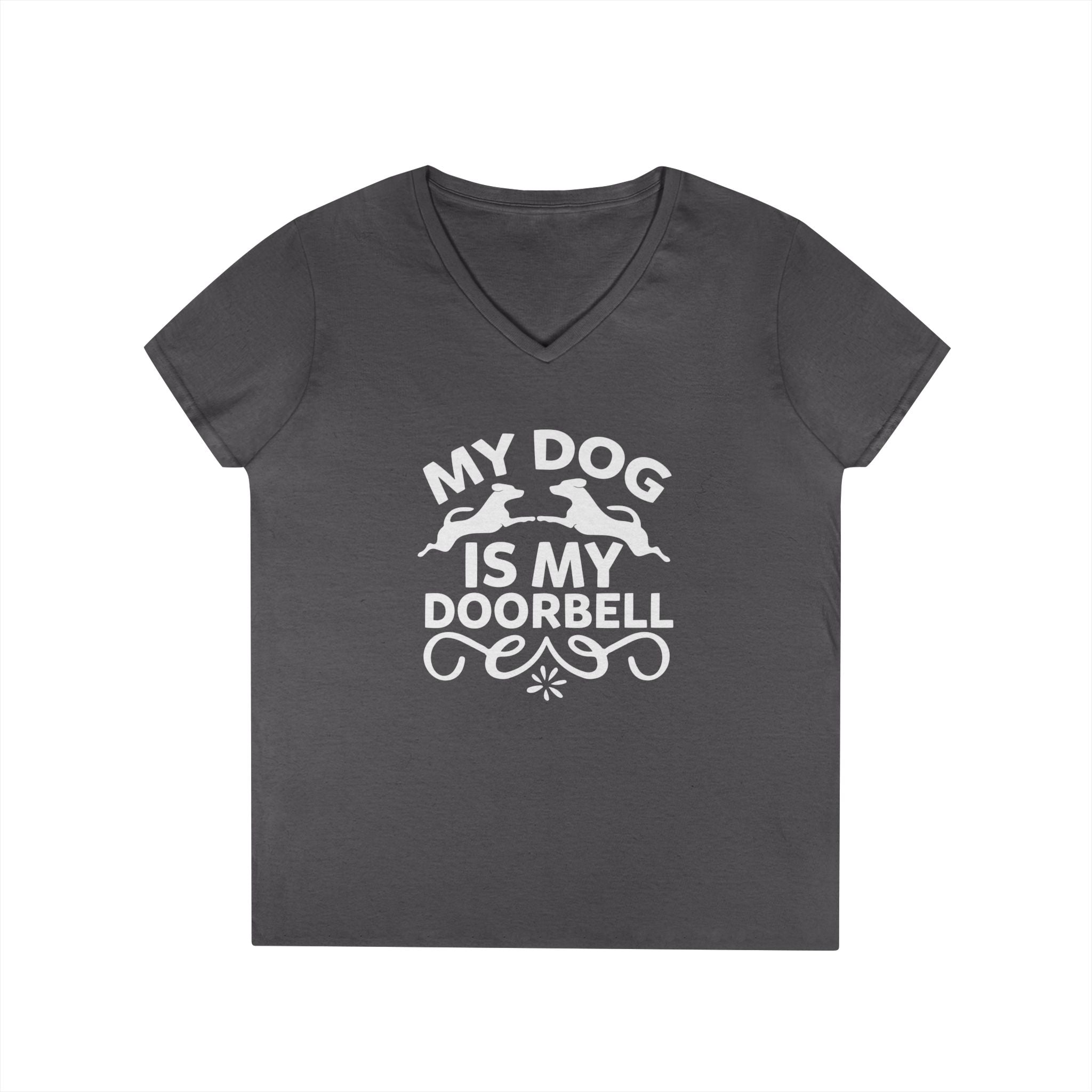 "My Dog Is My Doorbell" Women's V-Neck Tee