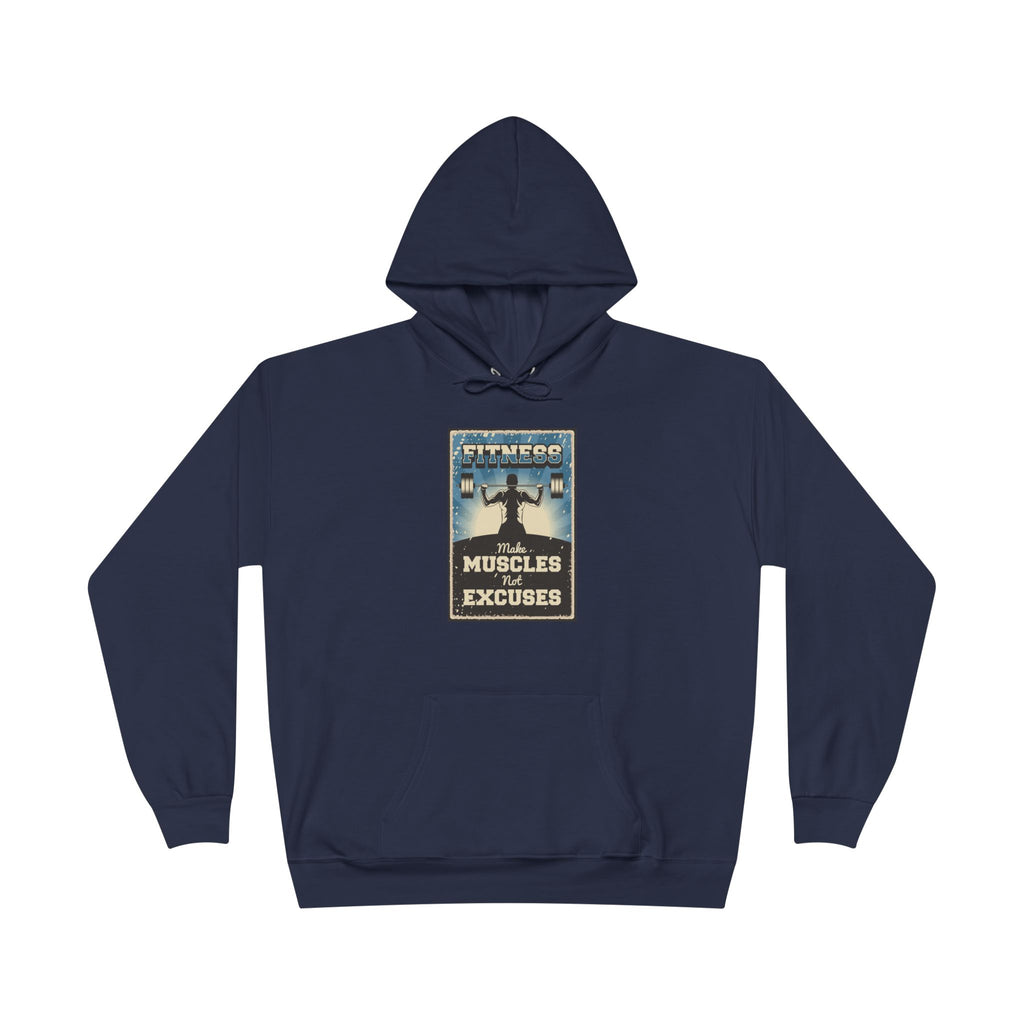 "No Muscles, No Excuses" Vintage Fitness Hoodie