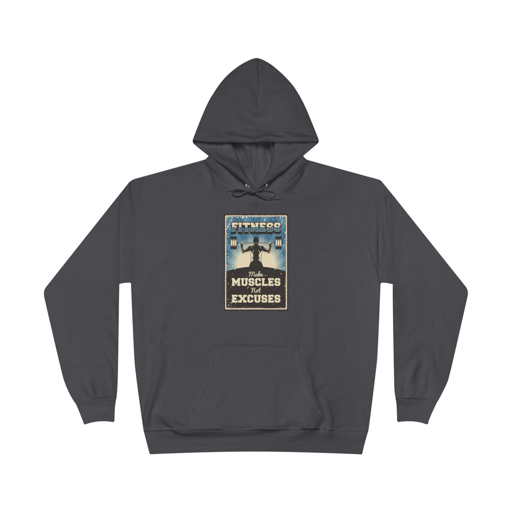 "No Muscles, No Excuses" Vintage Fitness Hoodie