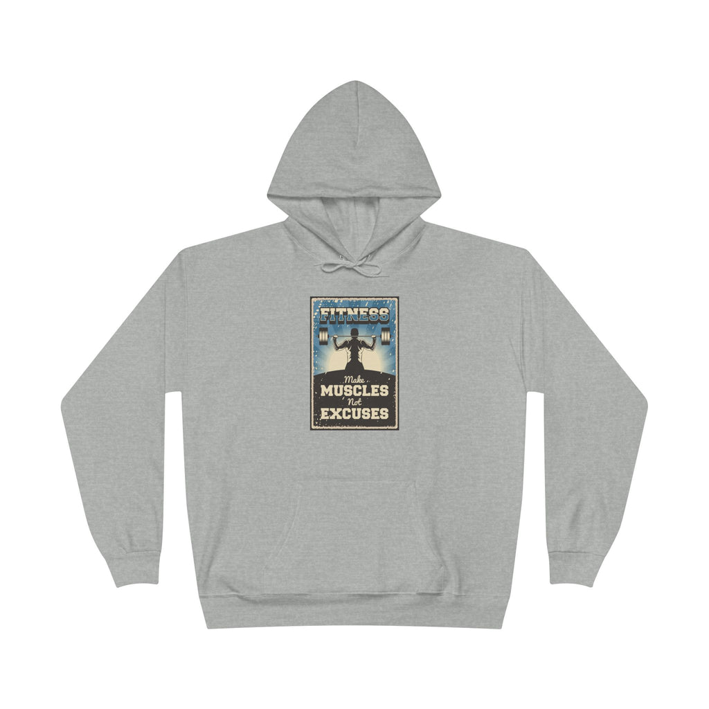 "No Muscles, No Excuses" Vintage Fitness Hoodie
