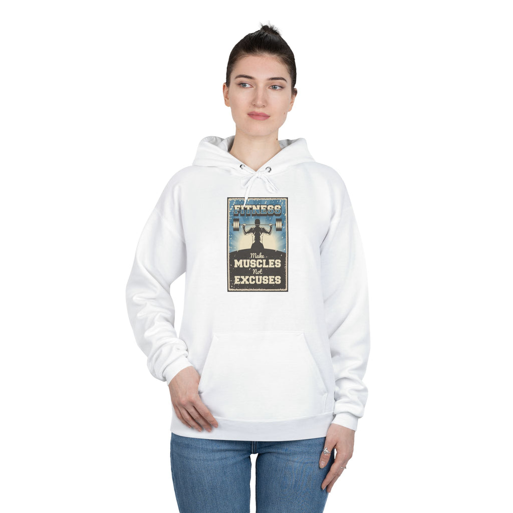"No Muscles, No Excuses" Vintage Fitness Hoodie