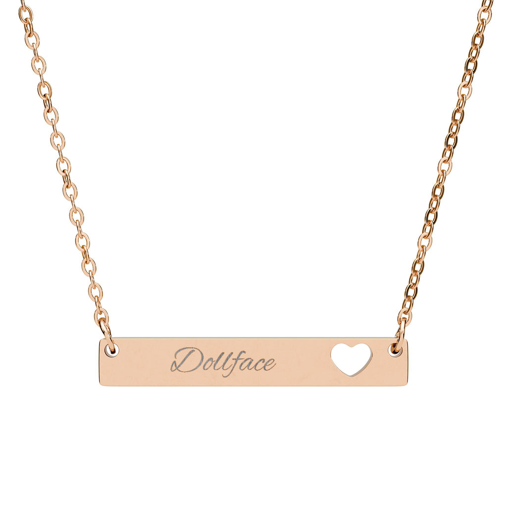 Cutout Heart Bar Necklace (Personalized and Engraved)