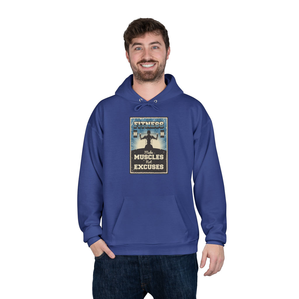 "No Muscles, No Excuses" Vintage Fitness Hoodie