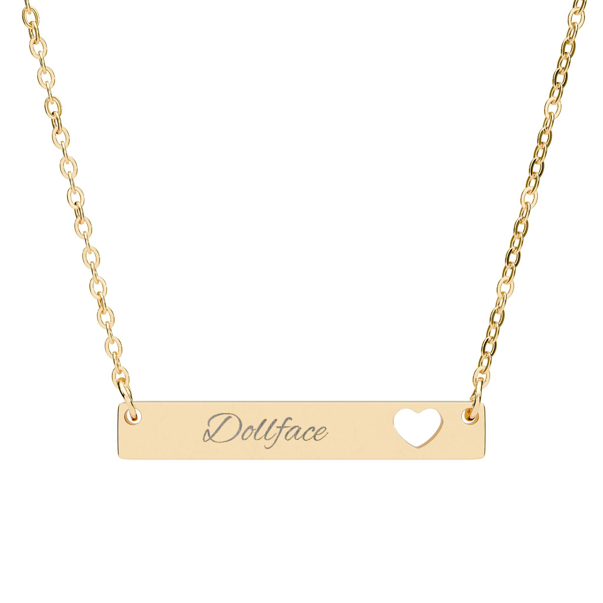 Cutout Heart Bar Necklace (Personalized and Engraved)