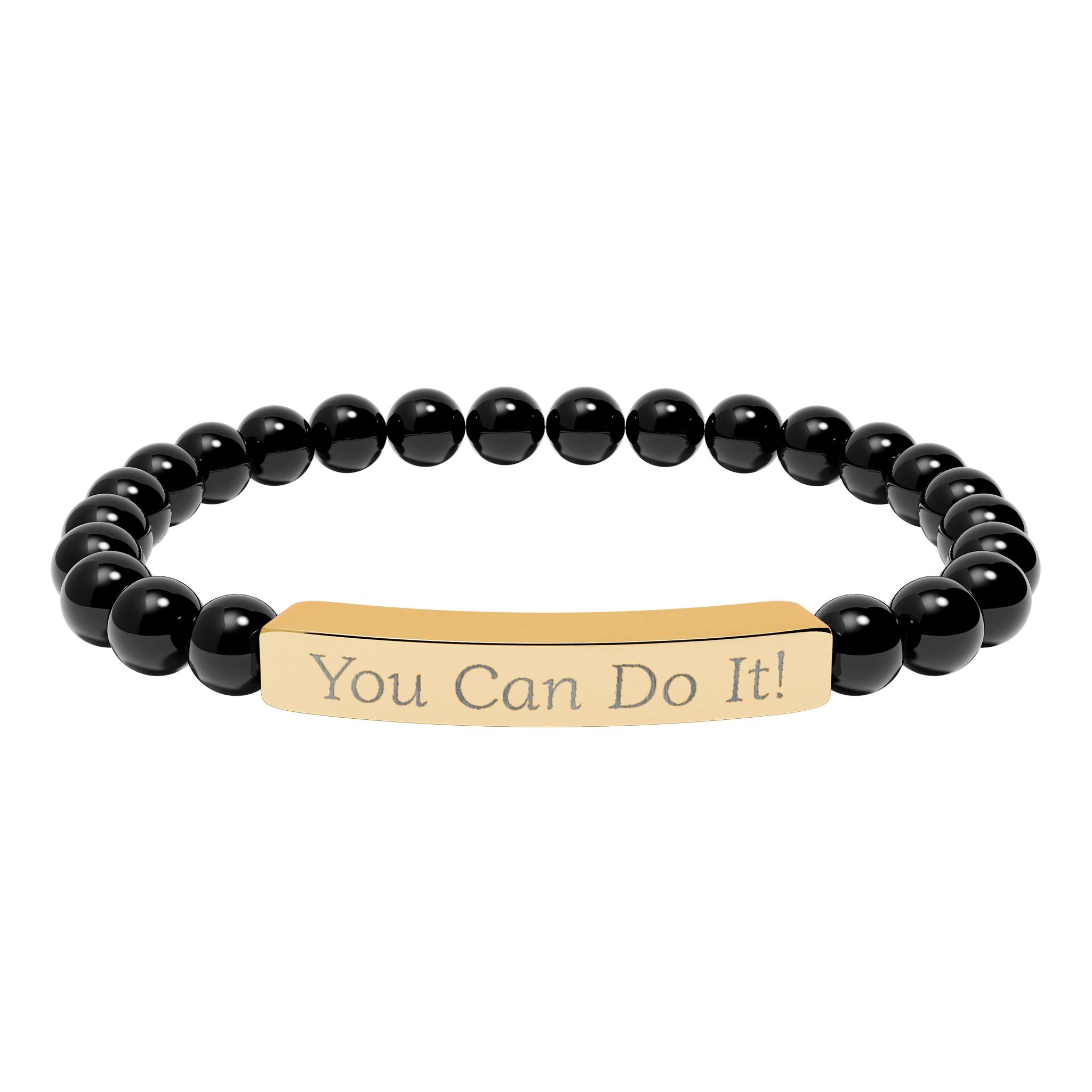 Natural Stone Stretch Bar Bracelet (Personalized & Engraved)