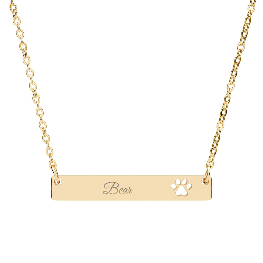 Paw Cutout Bar Necklace (Personalized & Engraved)