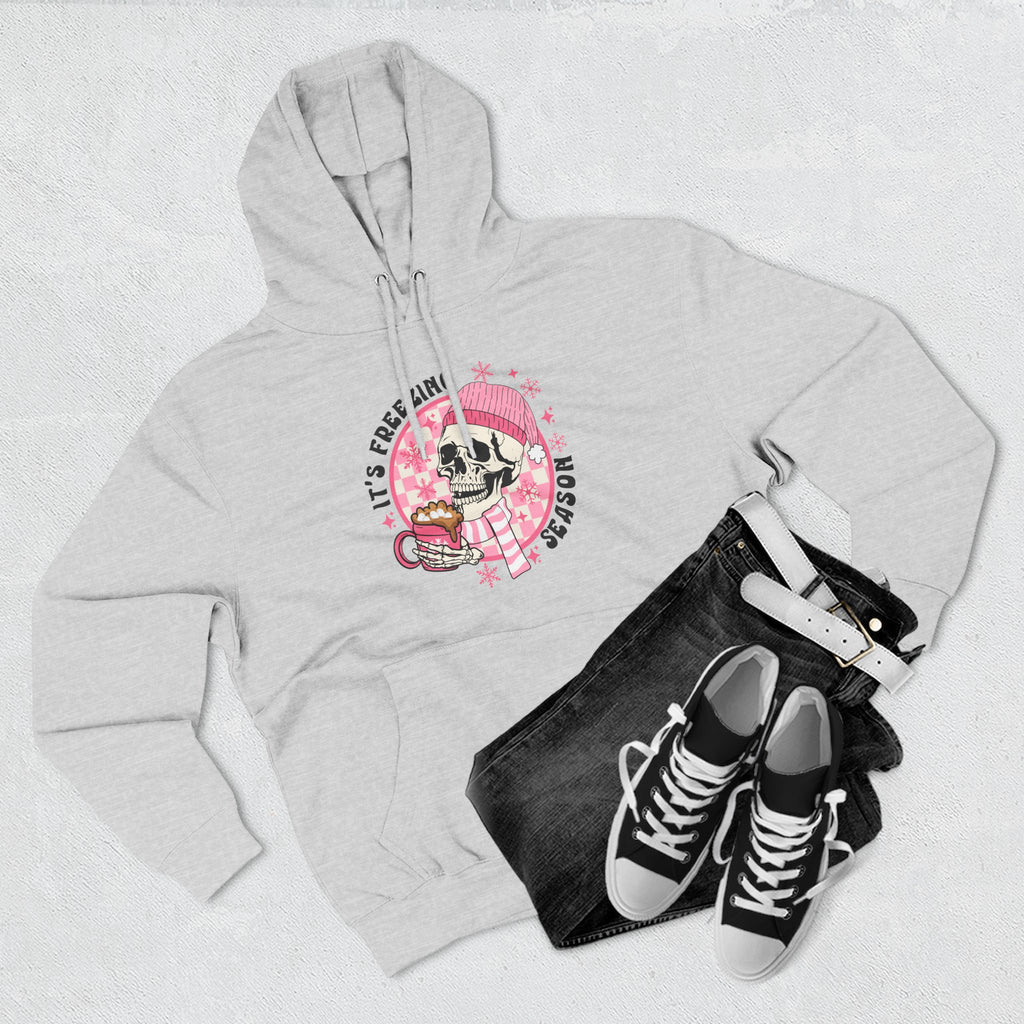 'It's Freezing Season' Hoodie with Skull & Plaid
