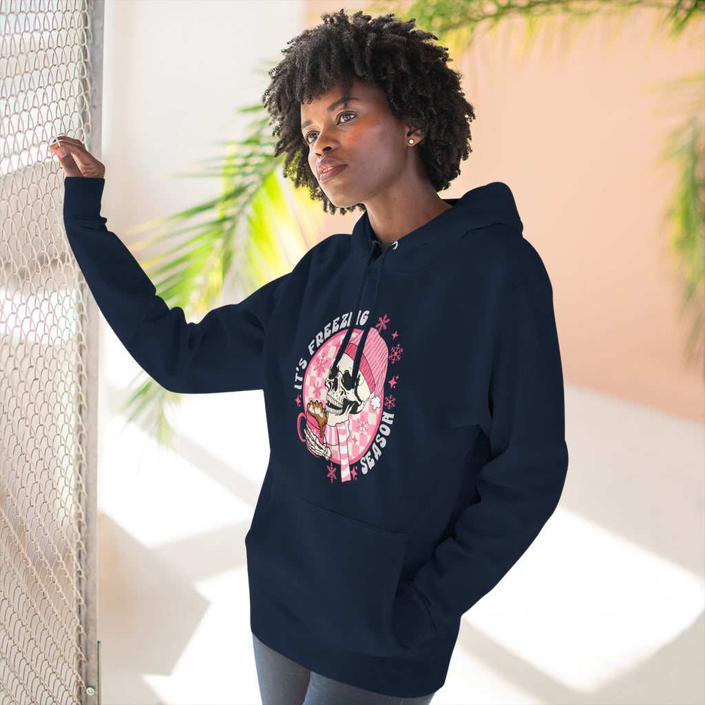 'It's Freezing Season' Hoodie with Skull & Plaid