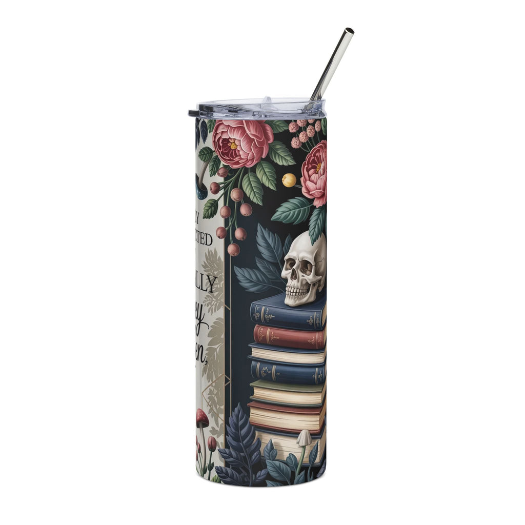 "Easily Distracted by Morally Grey Men" Floral Skull Design — 20oz Stainless Tumbler