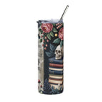 "Easily Distracted by Morally Grey Men" Floral Skull Design — 20oz Stainless Tumbler