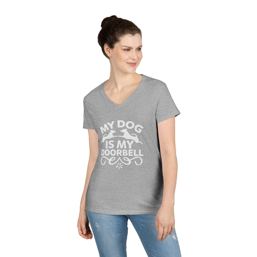 "My Dog Is My Doorbell" Women's V-Neck Tee