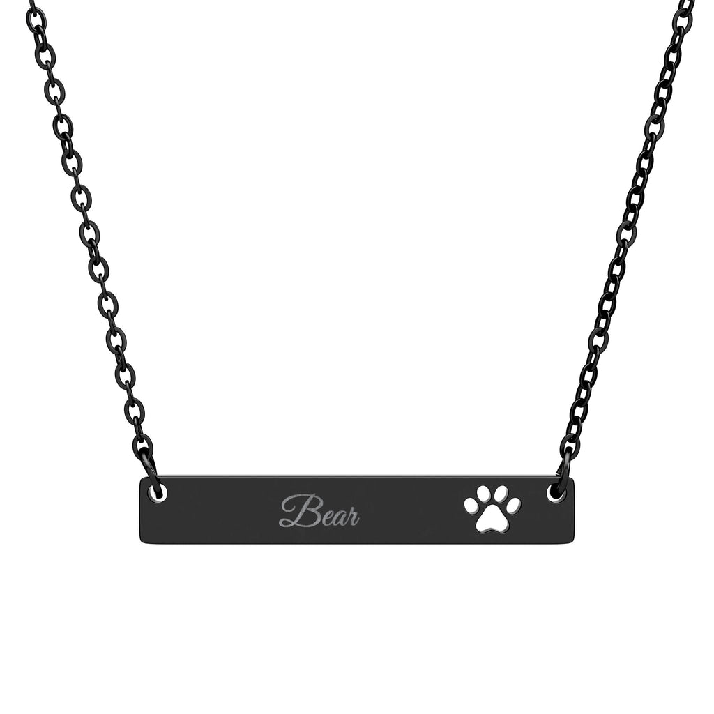 Paw Cutout Bar Necklace (Personalized & Engraved)