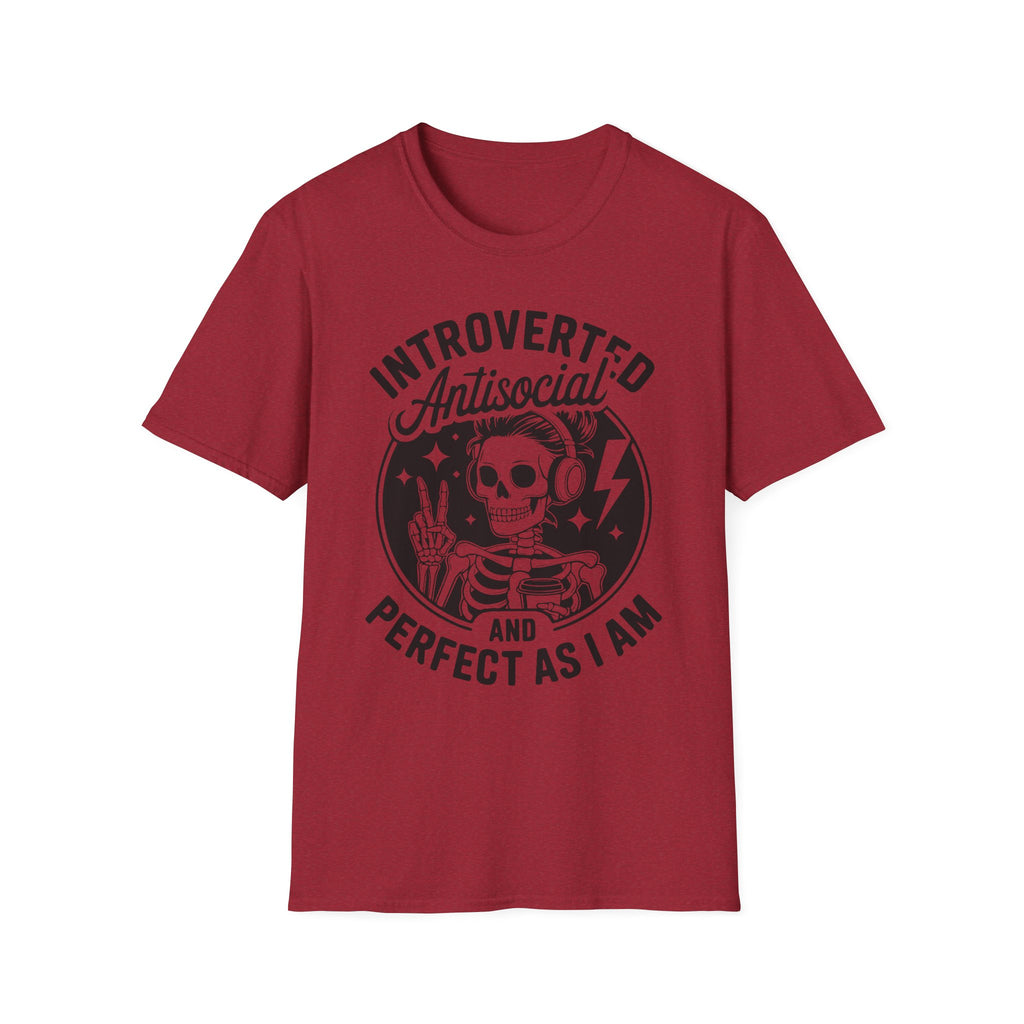 Introverted Antisocial T-Shirt — "Perfect As I Am" Skull Graphic Tee