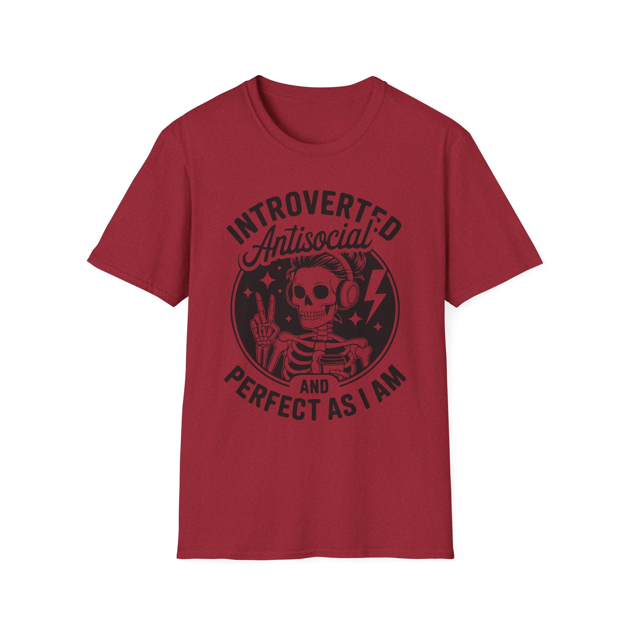 Introverted Antisocial T-Shirt — "Perfect As I Am" Skull Graphic Tee