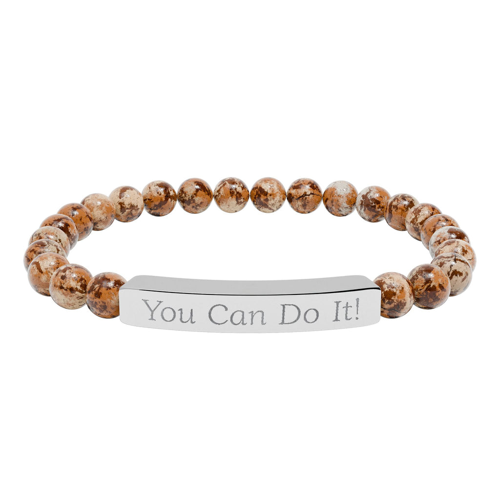 Natural Stone Stretch Bar Bracelet (Personalized & Engraved)