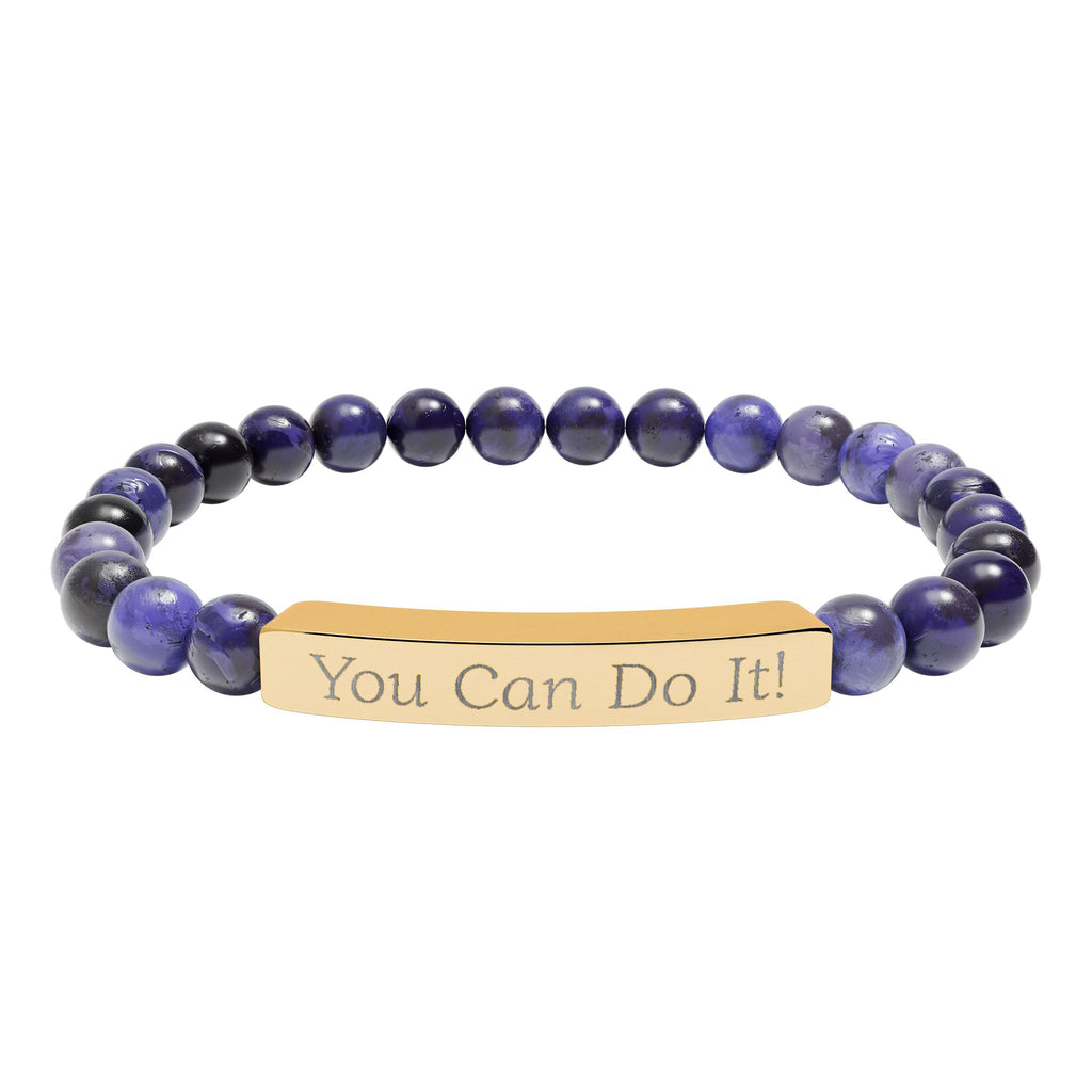 Natural Stone Stretch Bar Bracelet (Personalized & Engraved)