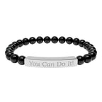 Natural Stone Stretch Bar Bracelet (Personalized & Engraved)