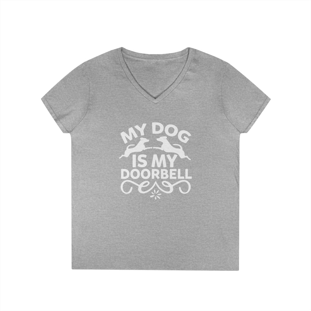 "My Dog Is My Doorbell" Women's V-Neck Tee