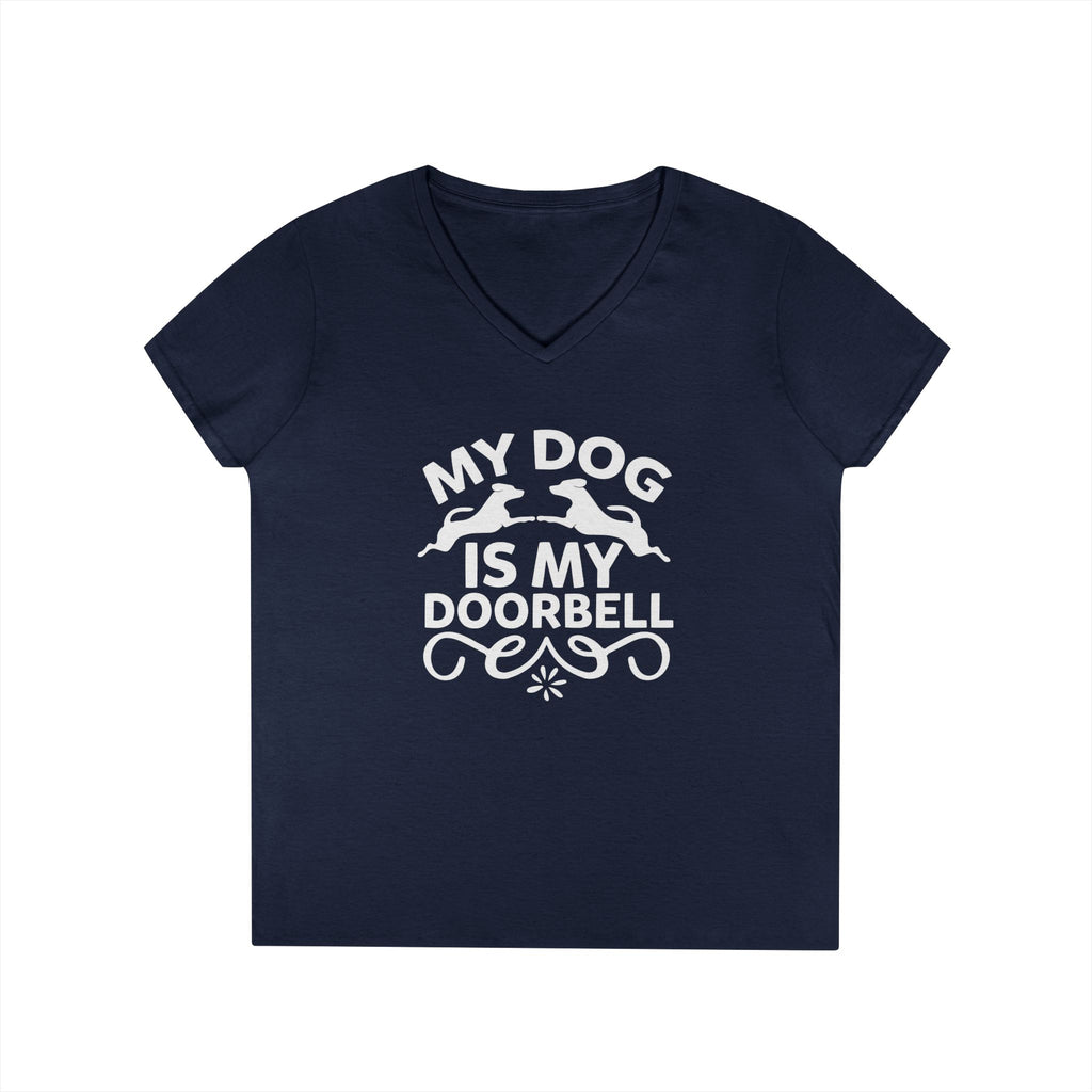 "My Dog Is My Doorbell" Women's V-Neck Tee