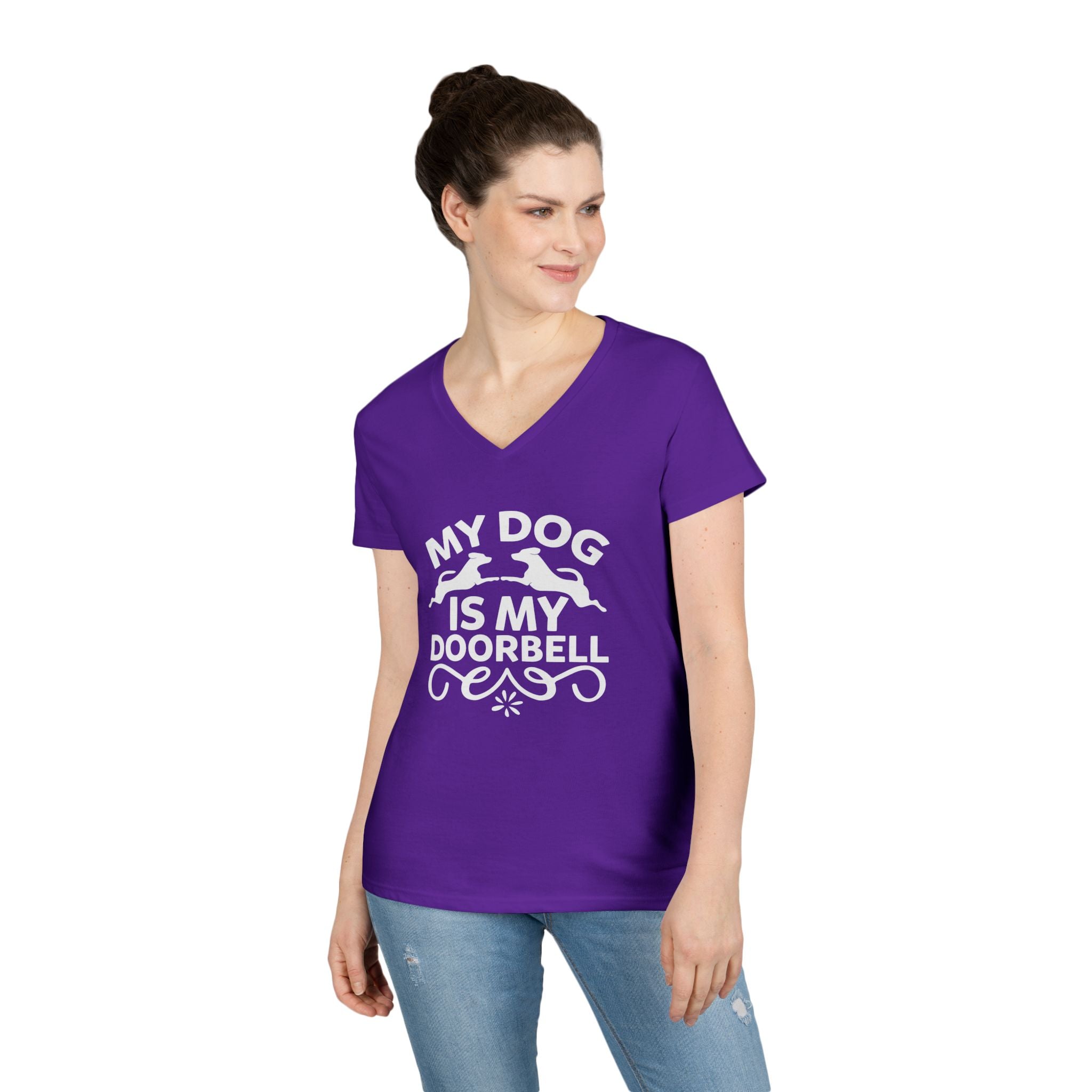 "My Dog Is My Doorbell" Women's V-Neck Tee