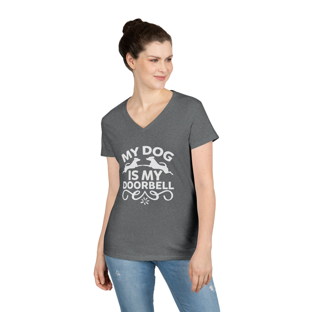 "My Dog Is My Doorbell" Women's V-Neck Tee