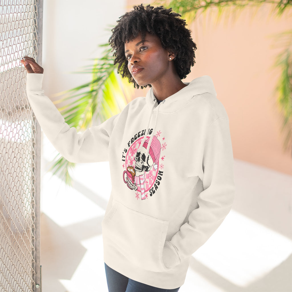 'It's Freezing Season' Hoodie with Skull & Plaid