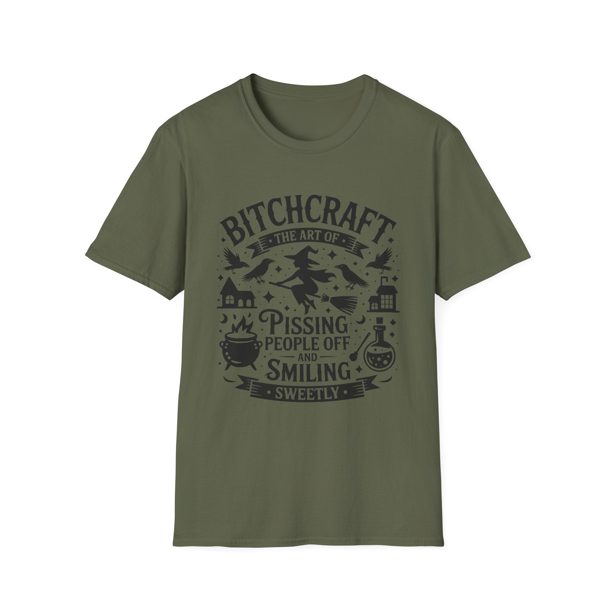 "Bitchcraft The Art of Pissing People Off and Smiling Sweetly" Witchy Tee