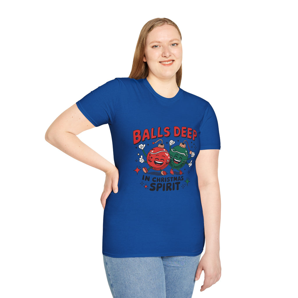 "Balls Deep in Christmas Spirit" Funny Holiday Tee