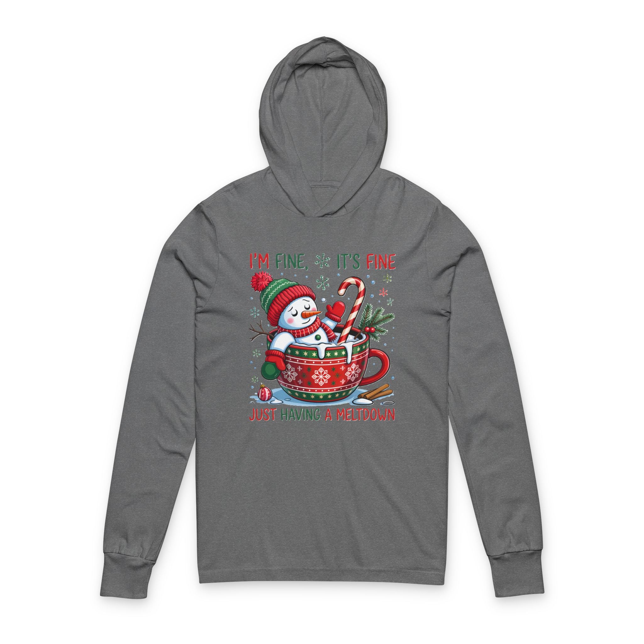 Festive Snowman Meltdown Long Sleeve Tee with Hood