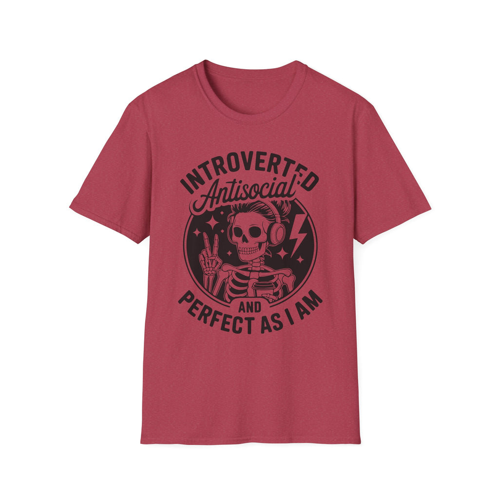 Introverted Antisocial T-Shirt — "Perfect As I Am" Skull Graphic Tee