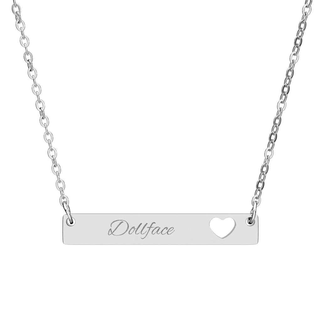Cutout Heart Bar Necklace (Personalized and Engraved)