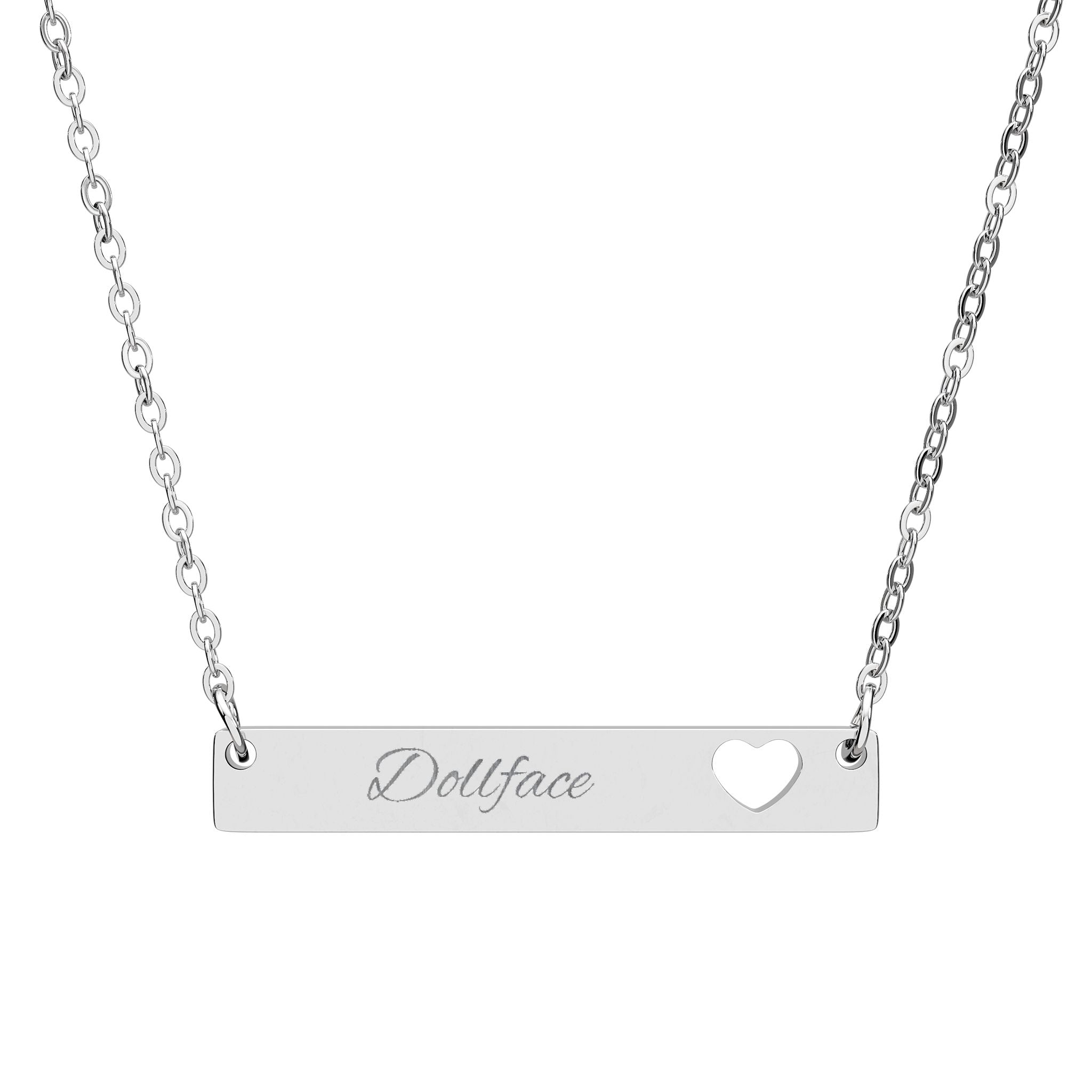 Cutout Heart Bar Necklace (Personalized and Engraved)