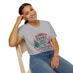 "Books, Hot Cocoa and Christmas Cheer" Holiday Tee for Book Lovers