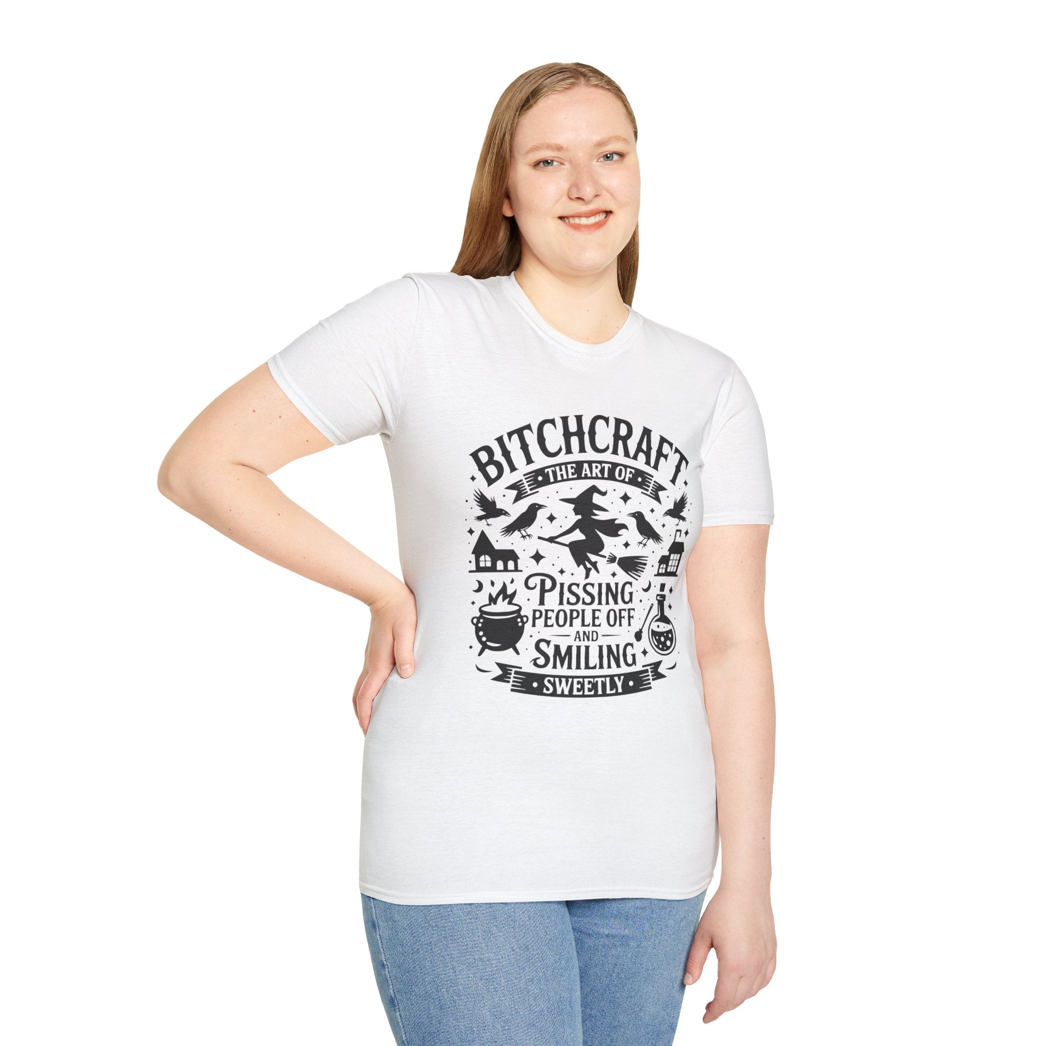 "Bitchcraft The Art of Pissing People Off and Smiling Sweetly" Witchy Tee