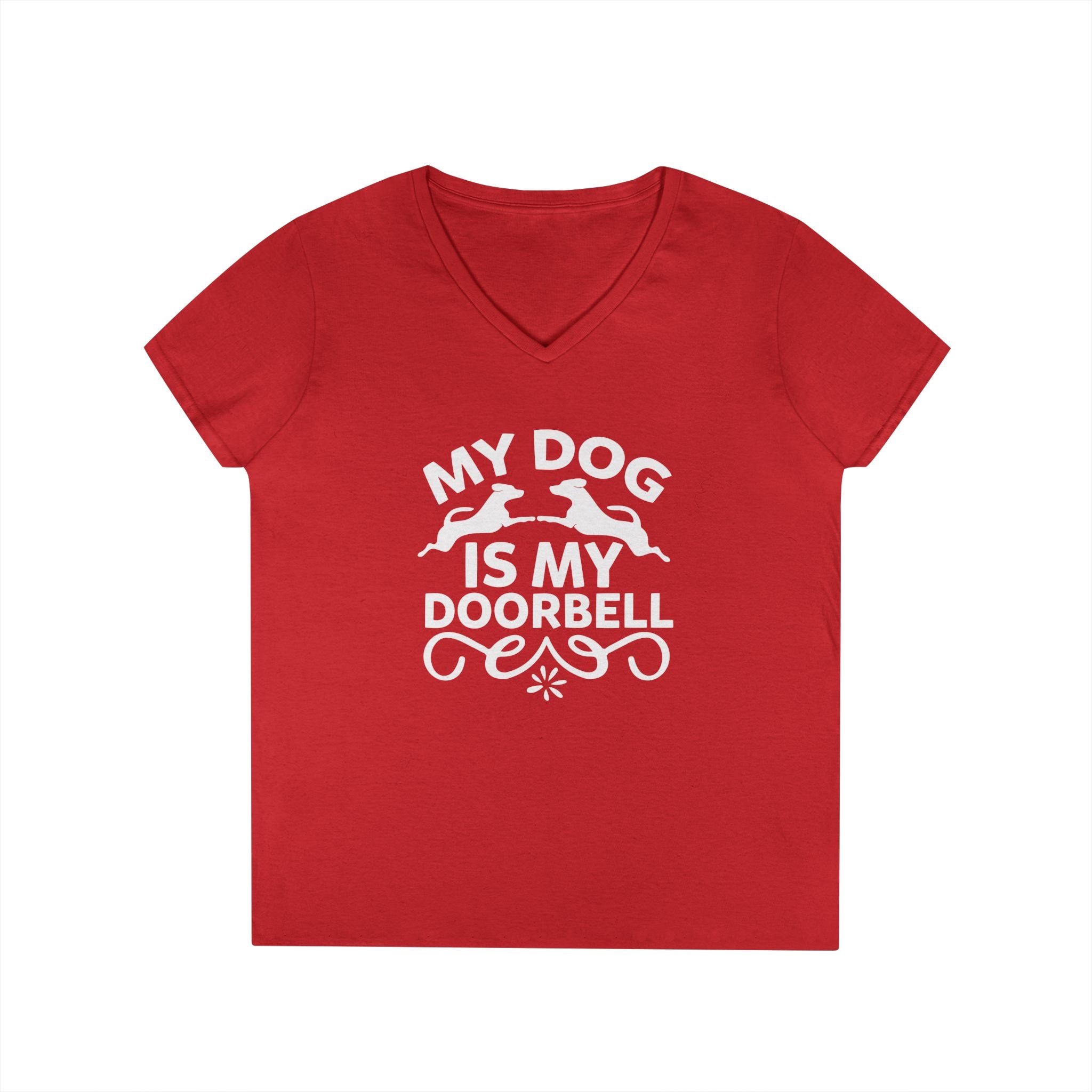 "My Dog Is My Doorbell" Women's V-Neck Tee