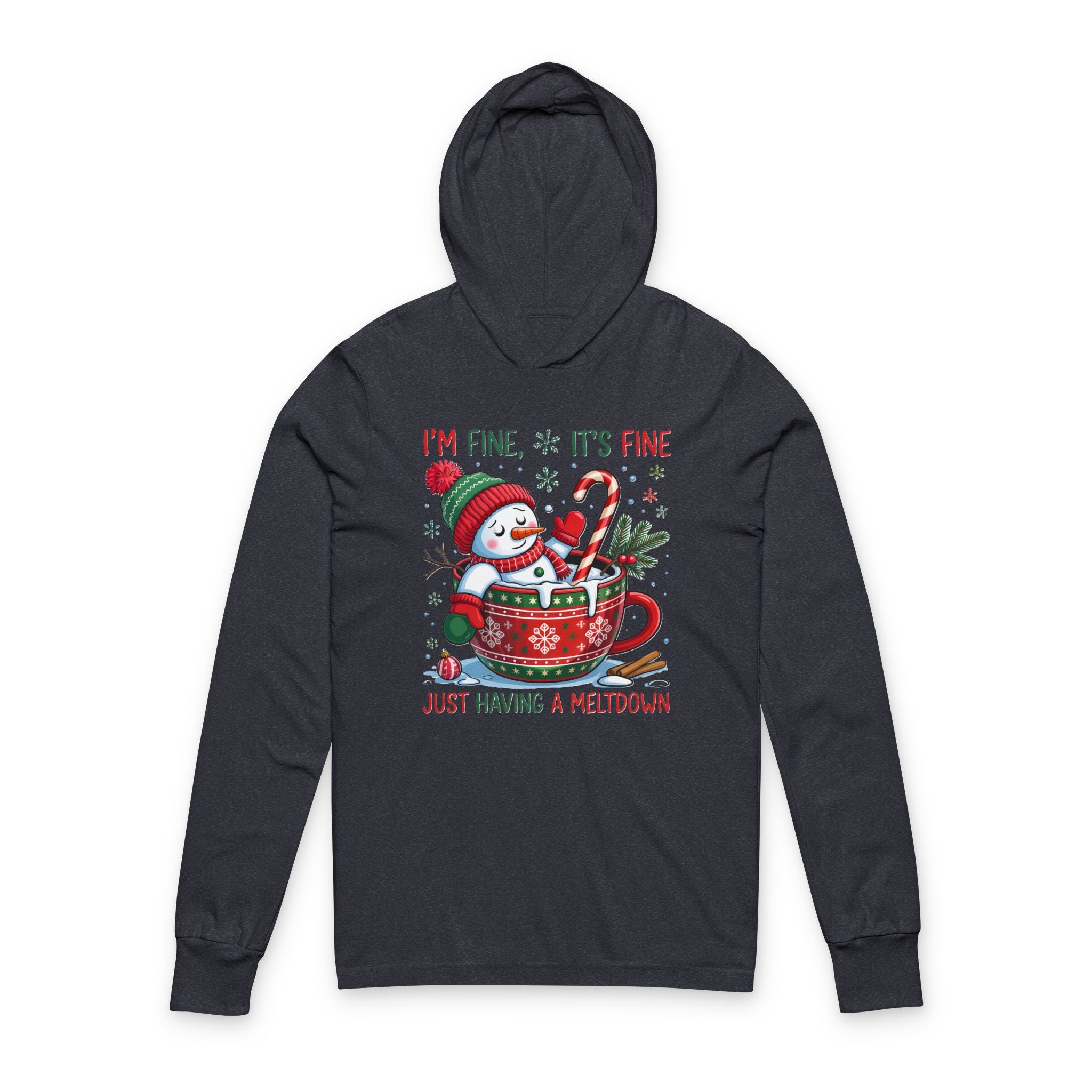 Festive Snowman Meltdown Long Sleeve Tee with Hood