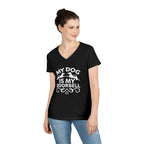 "My Dog Is My Doorbell" Women's V-Neck Tee