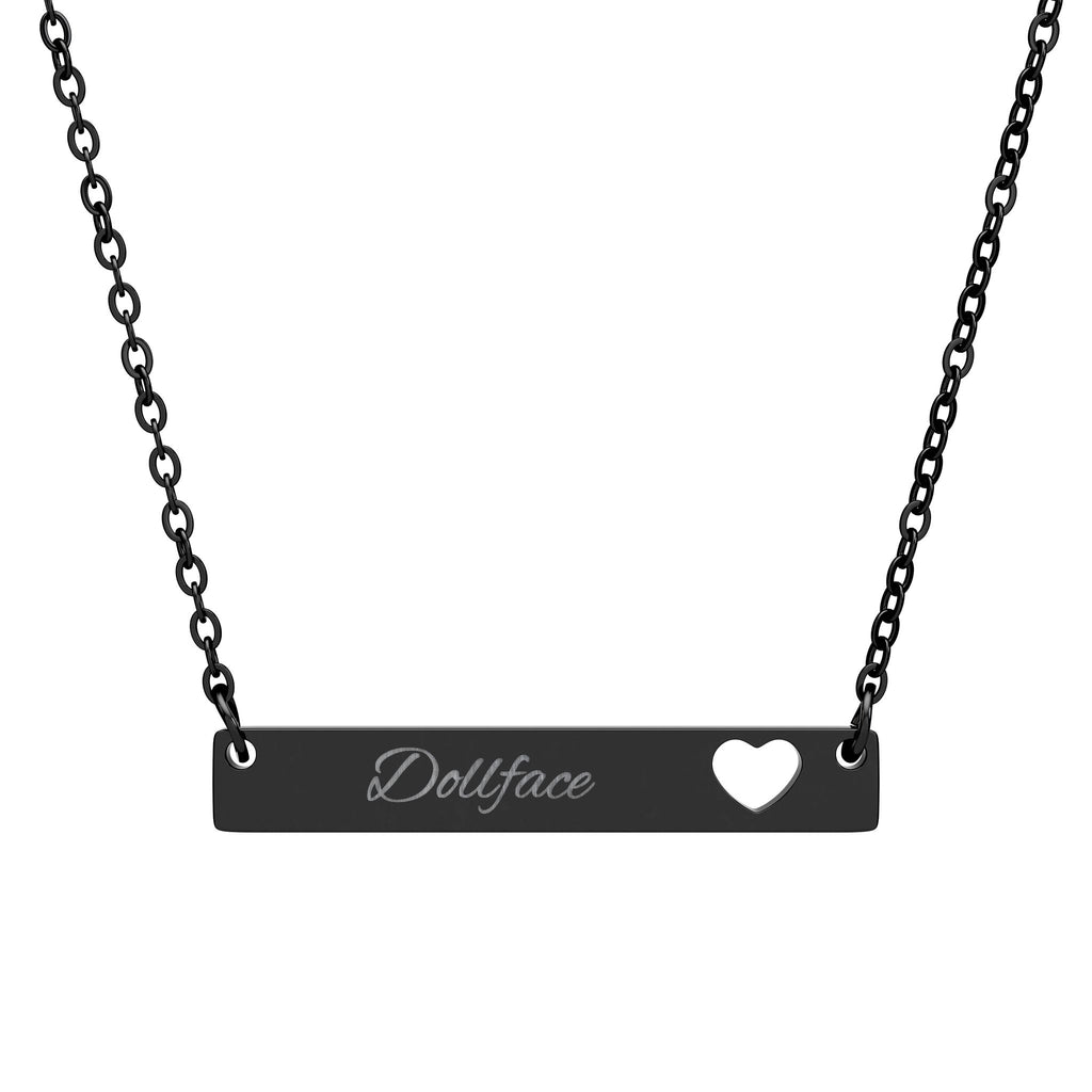 Cutout Heart Bar Necklace (Personalized and Engraved)