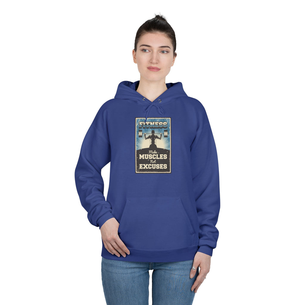 "No Muscles, No Excuses" Vintage Fitness Hoodie