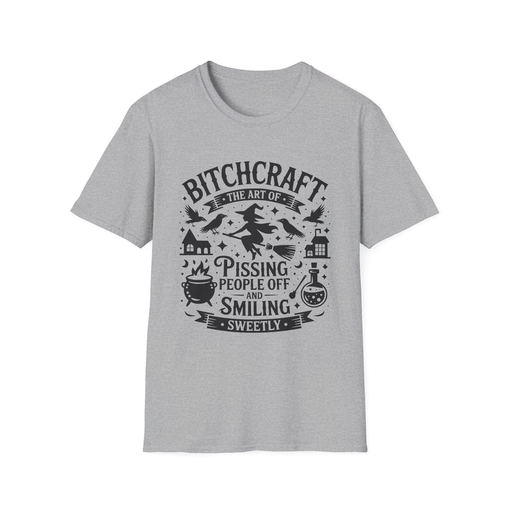 "Bitchcraft The Art of Pissing People Off and Smiling Sweetly" Witchy Tee