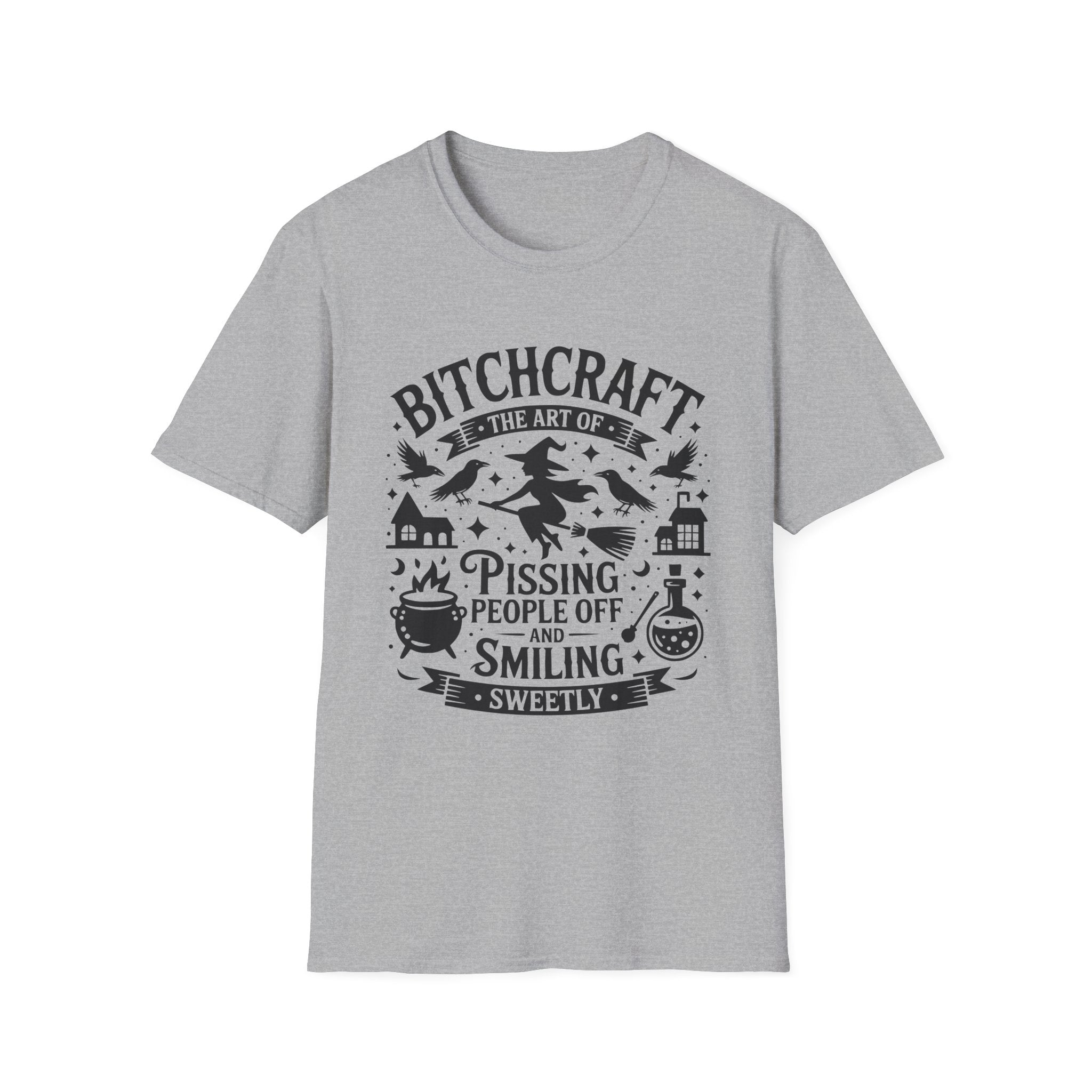 "Bitchcraft The Art of Pissing People Off and Smiling Sweetly" Witchy Tee
