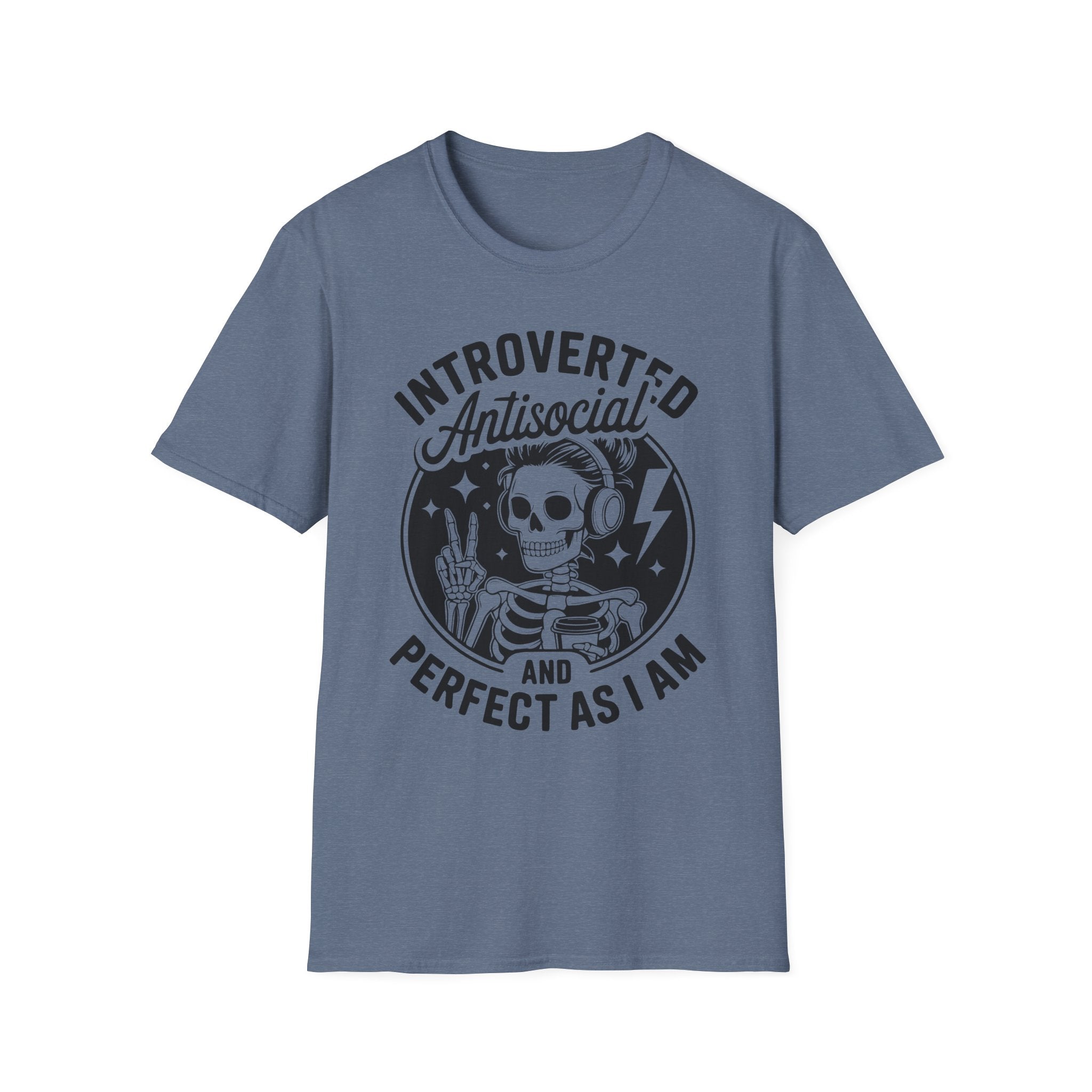 Introverted Antisocial T-Shirt — "Perfect As I Am" Skull Graphic Tee
